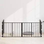 Vrata za pse 4 pcs Crna 80 x 60 cm Cinkani celik
