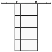 Vidaxl Drsna vrata s kompletom strojne opreme črna 102,5x205 cm ESG steklo