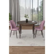 Hanah Home trpezarijski set Tor, sto i 2 stolice, ploca u dekoru drveta Baroque, roze tkanina Babyface
