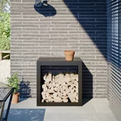 Stalak za drva za ogrjev crni 60 x 40 x 60 cm celicni
