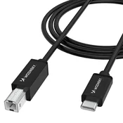 WOZINSKY Kabel za tiskalnik, skener, USB-B - USB-C 1m - črn