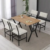 HANAH HOME Set Trpezarijski sto i 4 stolice Dubai Cream Walnut