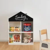 Kinder home decija polica za igracke i knjige kucica sa policama i tablom za crtanje, montesori, bela ( TF-6919-G )