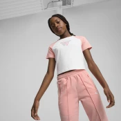 Womens Puma BUTTERFLY VIBE Baby Tee Youth, White, Size 9-10Y, Clothing