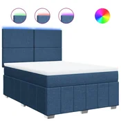Vidaxl Box spring postelja z vzmetnico modra 140x200 cm blago