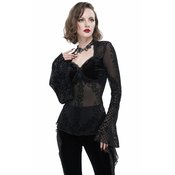 Gothic in punk majica moška - V neck flocked floral classic beauty sexy Gothic w - DEVIL FASHION - ETT026