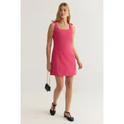 Trendyol Fuchsia Plain Bow Mini Woven Dress
