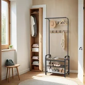 Songmics Obešalnik s klopjo za čevlje 337x72x183 cm rjav
