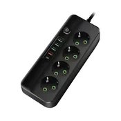 Razvodnik sa 4 mesta 2m 1.5mm2+pr. 4xUSB+tip C