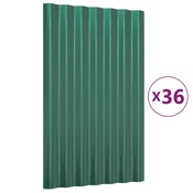 Vidaxl Strešne plošče 36 kosov cinkano jeklo zelene 60x36 cm
