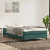 shumee vidaXL Postelja z vzmetnim vzmetnim okvirjem brez vzmetnice temno zelena 120x220 cm