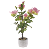 DIKER HOME Veštacka ruža u keramickoj saksiji 62 cm roze