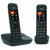 GIGASET Gigaset C575A Duo - Brezžični stacionarni telefon z vgrajeno telefonsko tajnico do 30 min snemanja, velik barvni zaslon z osvetljenim ozadjem, prostoročno telefoniranje in funkcija blokiranj, (20546339)