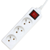 PremiumCord white extension cord 3 m 230V, 3 drawers + switch pp3k-03