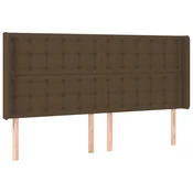 Vidaxl Vzglavje z ušesi temno rjavo 203x16x118/128 cm blago