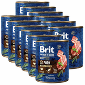 Konzervirana hrana Brit premium by Nature Pork & Trachea 12x800 g