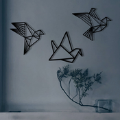 Opviq Zidna dekoracija Origami, 100x31 cm, 1.2mm, Crna