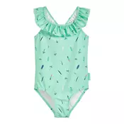 PLAYSHOES Jednodijelni kupaci kostim Surfbrett Palme mornarsko plava / menta / svijetlonarancasta / bijela