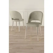 Hanah Home set trpezarijskih stolica Pane 8 kom, krem tkanina Babyface, hromirane metalne noge