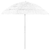 Vidaxl Senčnik za na plažo Hawaii bel 240 cm