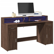 Radni stol s LED svjetlima smeda boja hrasta 160x55x91cm drveni