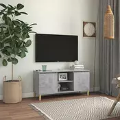 TV ormaric s nogama od masivnog drva boja betona 103,5x35x50 cm