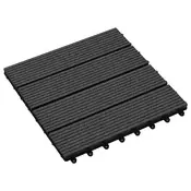 vidaXL Tla za teraso 11 pcs Črna 30 x 30 cm WPC