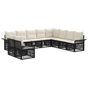 Sjedeca garnitura za vrt 10 pcs Crna poliratan