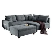 MID.YOU ECKSOFA inkl. Hocker, mikrovelur antracit