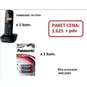 PAKET PANASONIC telefon KX-TG1611FXH + baterije