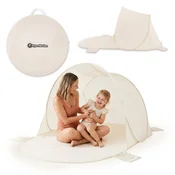 HyperMotion Samoraztegljivi plažni šotor 200 x 130 x 90 cm za družino - pop-up razpiranje, štirje obtežilni žepi, zračen poliester 160T