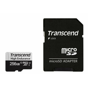 Transcend 256 GB microSDXC 350V UHS-I U1 (razred 10), visoko vzdržljiva pomnilniška kartica, 95 MB/s R, 40 MB/s W
