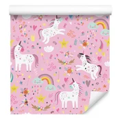 Tapeta s čarobnimi pisanimi samorogi za dnevno sobo in spalnico 50x1000 cm