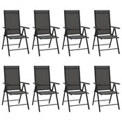vidaXL Sklopive vrtne stolice 8 kom od tekstilena crne