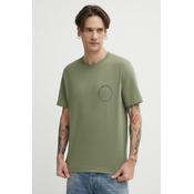 Bombažna kratka majica Marc OPolo moška, zelena barva, 423201251066