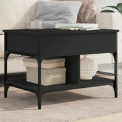 Greatstore Klubska mizica črna 70x50x50 cm inženirski les in kovina