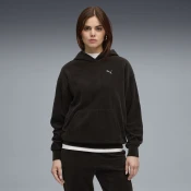 Puma ESS ELEVATED COMFORT VELOUR RIB HOODIE, ženski pulover, crna 688107