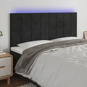 Vidaxl LED posteljno vzglavje črno 180x5x118/128 cm žamet