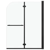 Vidaxl Zložljiva pregrada za tuš z 2 paneloma ESG 95x140 cm črna