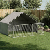 vidaXL Zunanji pasji boks z izpustom 3x3x1,9 m pocinkano jeklo