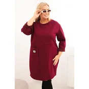 Kesi Włoski Plus Size womens dress butter with a pocket and 3/4 sleeve plum