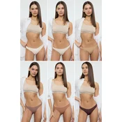 Trendyol Brown-Multicolored 6-Pack Micro Thong Knitted Panties