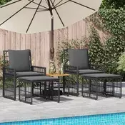 Set vanjskog namještaja 5 pcs Crna i tamno siva