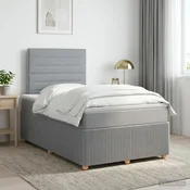 vidaXL Postelja boxspring z vzmetnico Svetlo siva 120 x 190 cm Blago