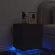 Vidaxl vidaXL Nočna omarica z LED, črna, material na osnovi lesa