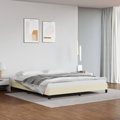Vidaxl Posteljni okvir krem 180x200 cm umetno usnje