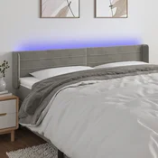 Vidaxl vidaXL Vzglavje postelje z LED svetlo sivo 203x16x78/88 cm žamet