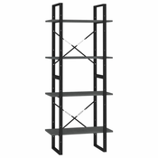 Ormaric za knjige s 4 razine sivi 60x30x140 cm masivna borovina