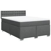 Vidaxl Box spring posteljni z vzmetnico temno siv 140x190 cm blago