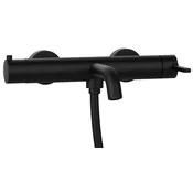 ICONIC wall-mounted bath mixer tap, black matt - Črna mat barva - Sapho - ICONIC - 72 - Medeninasti - Vzvod - Krožni - Vgrajen ročaj - 307 - 128 - 14